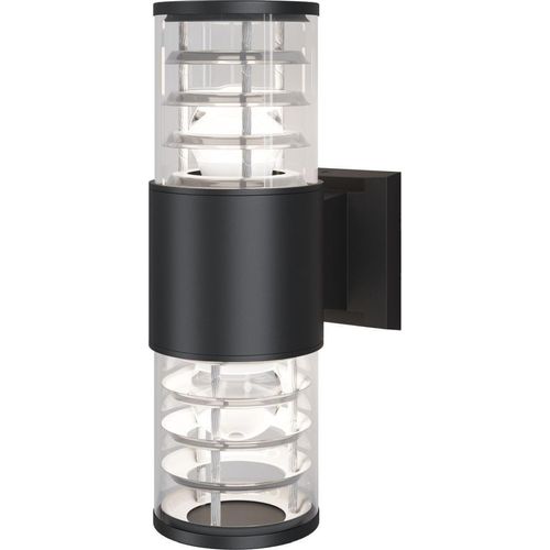 Außenlampe Wand Aluminium E27 IP54 32 cm hoch Up Down Schwarz 2-flammig
