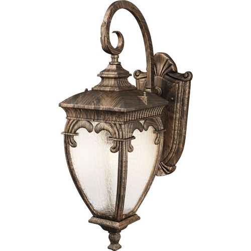 Außenlampe Wand Glas Aluminium E27 IP44 H: 48 cm in Gold Vintage Außenwandleuchte