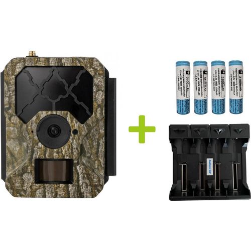 OXE HORNET 4G Fotofalle, 18650 Ladegerät und 4 Stück 18650 Akkus + 32GB SD-Karte, SIM-Karte und er Versand!