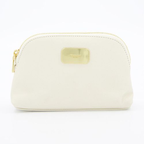 Cremefarbene Kosmetiktasche mit Reißverschluss