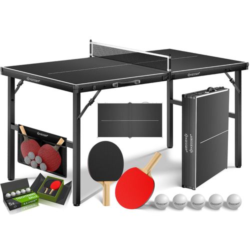 KESSER® Mini Tischtennisplatte kompakt – faltbar & platzsparend, mit Netz, 2 Schlägern & 5 Bällen – ideal für Indoor & Outdoor Spielspaß