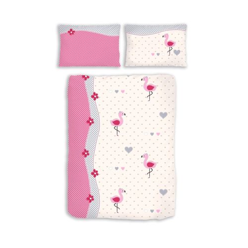HTI-Living Renforcé Bettwäsche 2tlg. 100 x 135 cm Flamingo himbeer
