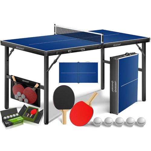 KESSER® Mini Tischtennisplatte kompakt – faltbar & platzsparend, mit Netz, 2 Schlägern & 5 Bällen – ideal für Indoor & Outdoor Spielspaß