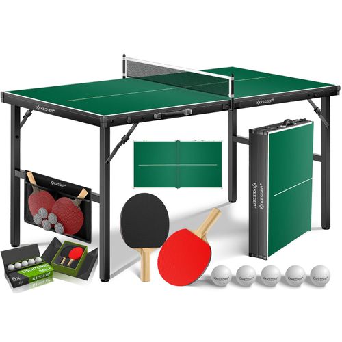 KESSER® Mini Tischtennisplatte kompakt – faltbar & platzsparend, mit Netz, 2 Schlägern & 5 Bällen – ideal für Indoor & Outdoor Spielspaß