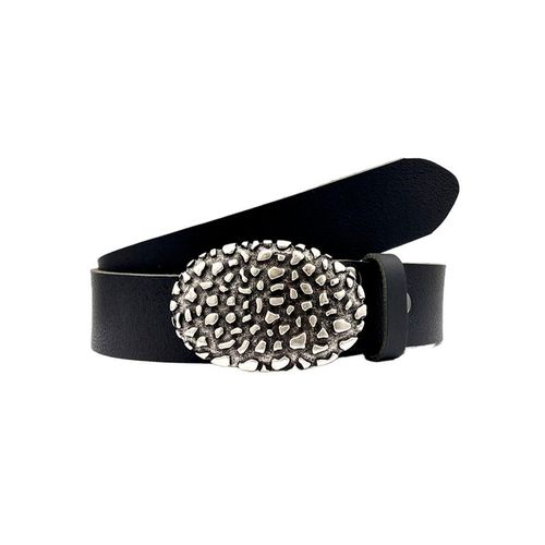 Ledergürtel RETTUNGSRING GÜRTEL, Damen, Gr. 95, schwarz, Büffelleder, unifarben, Gürtel, mit gemusterter Schließe