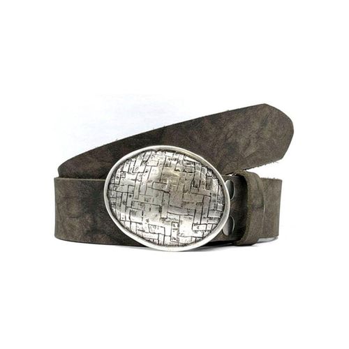 Koppelgürtel RETTUNGSRING GÜRTEL, Damen, Gr. 110, grau, Rindsleder, unifarben, vintage, Gürtel, Vintage-Optik, Vollrindleder