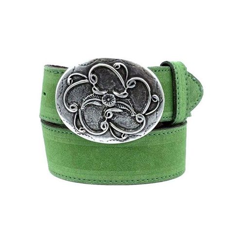 Koppelgürtel RETTUNGSRING GÜRTEL, Damen, Gr. 105, grün, Rindsleder, Gürtel, mit austauschbarerer Schließe