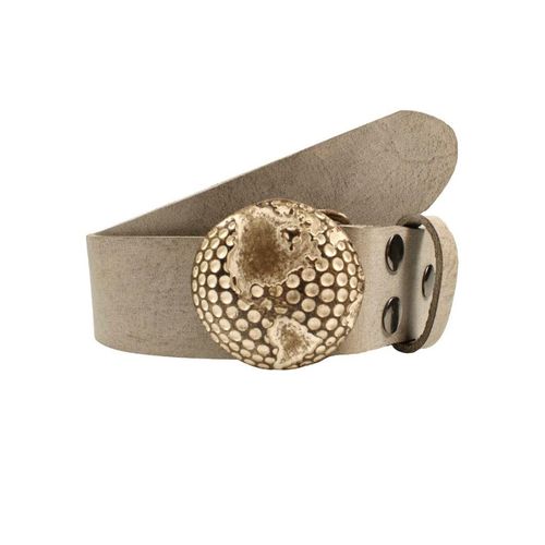 Ledergürtel RETTUNGSRING GÜRTEL, Damen, Gr. 110, grau (ash), Leder, unifarben, Gürtel Ledergürtel, mit austauschbarer Schließe »Infinity Dots«