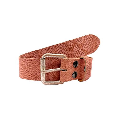 Ledergürtel RETTUNGSRING GÜRTEL, Damen, Gr. 120, rosa, Leder, Reptilienprägung, geprägtes Muster, unifarben, used, Gürtel Ledergürtel, Reptilienprägung, Vintage-Look, Vollrindleder