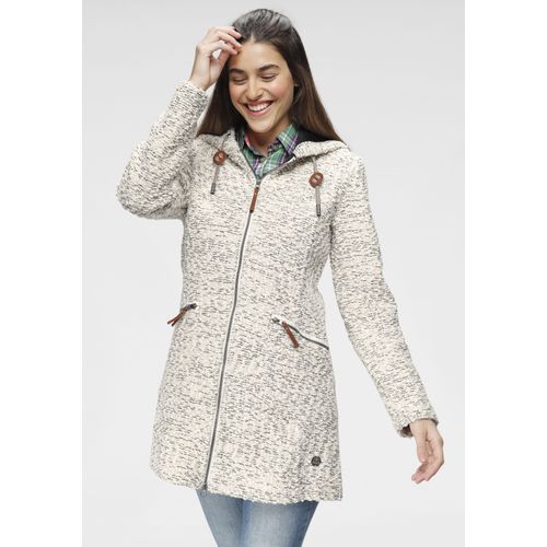 Strickmantel, Damen, Gr. 46, weiß (sanftes weiß), Strick, Obermaterial: 70% Polyester, 30% Baumwolle. Innenseite: 100% Polyester, G.I.G.A. DX BY KILLTEC, hoch geschlossener Ausschnitt, Mäntel