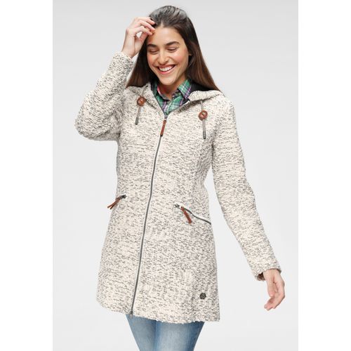 Strickmantel, Damen, Gr. 38, weiß (sanftes weiß), Strick, Obermaterial: 70% Polyester, 30% Baumwolle. Innenseite: 100% Polyester, G.I.G.A. DX BY KILLTEC, hoch geschlossener Ausschnitt, Mäntel