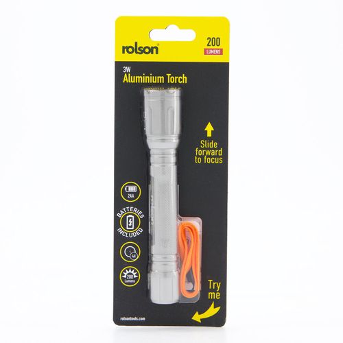 Silberfarbene Taschenlampe aus Aluminium