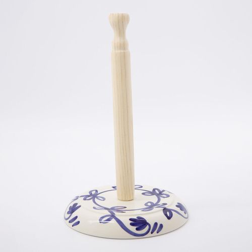 Weißer Handtuchhalter mit blauem Muster 18x29cm