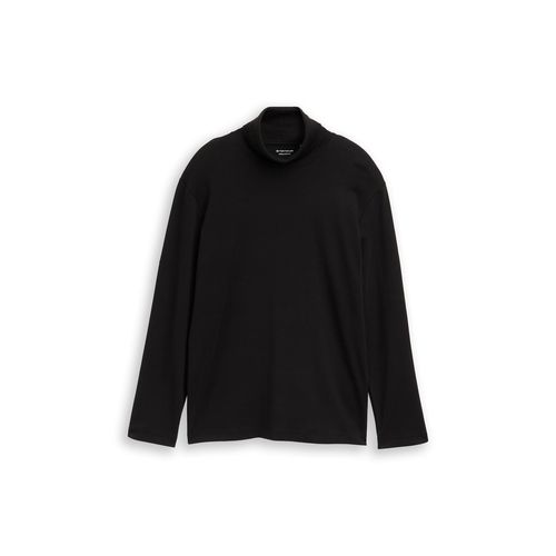 TOM TAILOR Herren Basic Rollkragenshirt, schwarz, Uni, Gr. XL