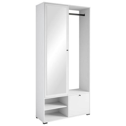 P & B Garderobe Dino, Weiß, Holzwerkstoff, 90x190x33 cm, Fsc, Garderobe, Garderoben-Sets & Serien, Garderoben-Sets