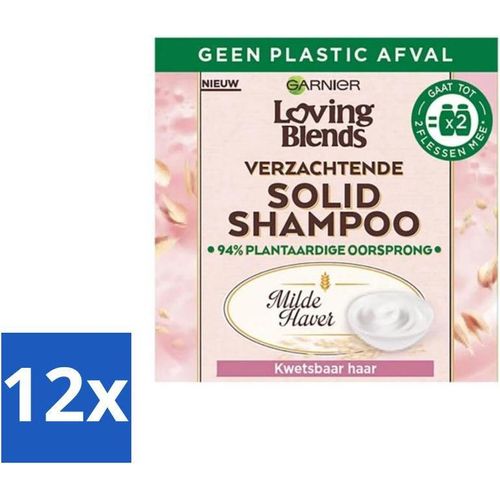 Garnier - Loving Blends Mild Oat - Festes Shampoo - Sprödes Haar - 60 g - Vorteilspack - 12 Stücke