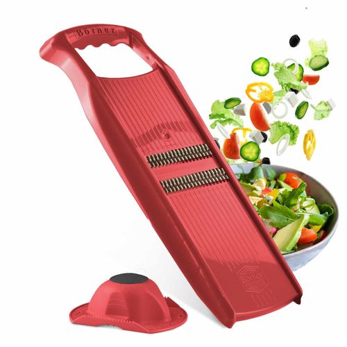 Börner Original Roko Powerline - Gemüse- und Obstschneider für feine Streifen Juliennestreifen Set mit Fruchthalter