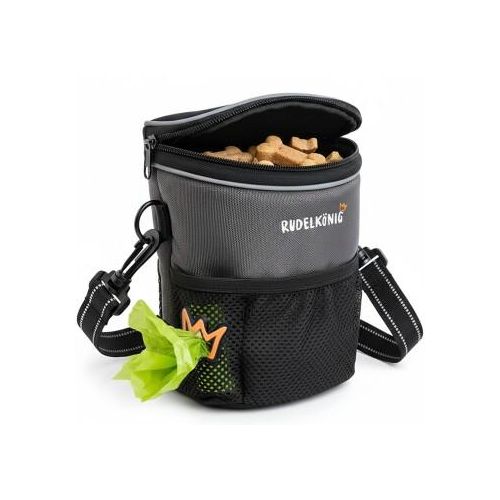 Rudelkönig Leckerlibeutel – Futterbeutel mit Kotbeutelspender grau