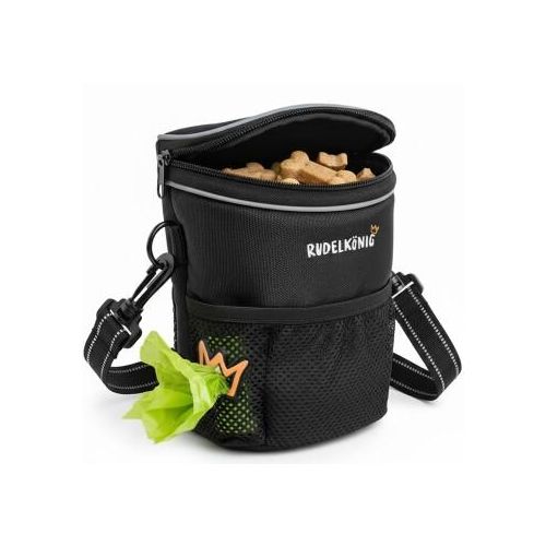 Rudelkönig Leckerlibeutel – Futterbeutel mit Kotbeutelspender schwarz