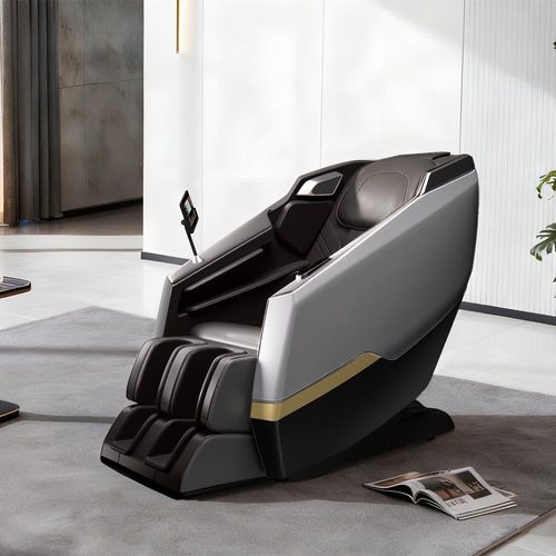 Massagesessel, Zero-Gravity Liegesessel, Tiefenmassage, mit Heizfunktion, Vollmassage, Bluetooth SL Schienen Grau L140×B73×H106cm /A001-Hui/