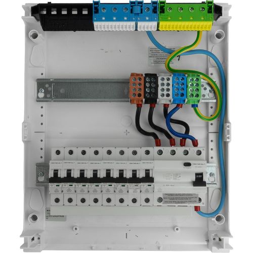 Sicherungskasten Hager Aufputz Verteilerkasten 2x12 Module 8xMCB 1xRCCB VDE verdrahtet Verteilerschrank Sicherungen 370x305x96,5mm Doktorvolt