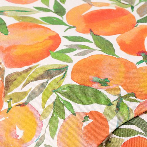 Dekostoff Pfirsiche "Lorena", orange/grün Image