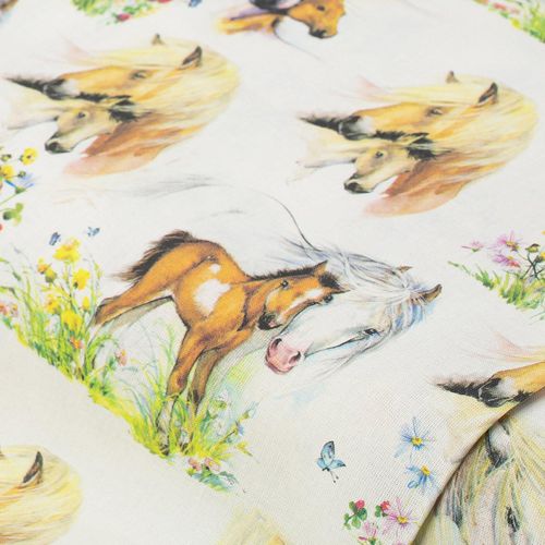 Baumwollstoff "Pferde", natur-color Image