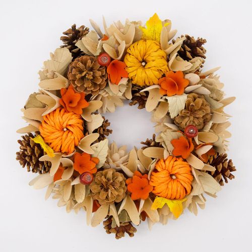 Mehrfarbiger künstlicher Kranz mit Kürbissen 31cm
