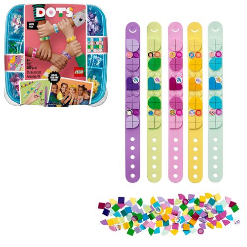 LEGO 41913 DOTS Freundschaftsarmbänder, 5 x Kinderarmband, Bastelset für Kinder, Mädchen und Jungen, Kinderschmuck