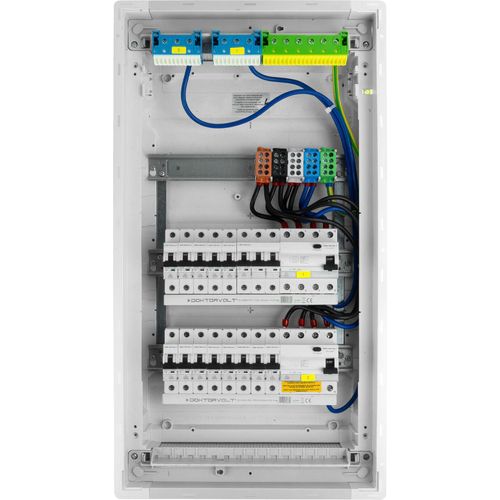 Sicherungskasten Hager Unterputz Verteilerkasten 3x12 Module 14xMCB 1xRCCB VDE verdrahtet Verteilerschrank Sicherungen 630,50x348x98mm Doktorvolt