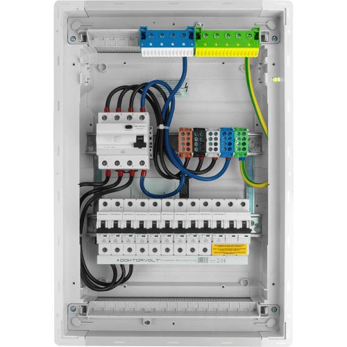 Sicherungskasten Hager Unterputz Verteilerkasten 2x12 Module 10xMCB 1xRCCB VDE verdrahtet Verteilerschrank Sicherungen 505,50x348x98mm Doktorvolt