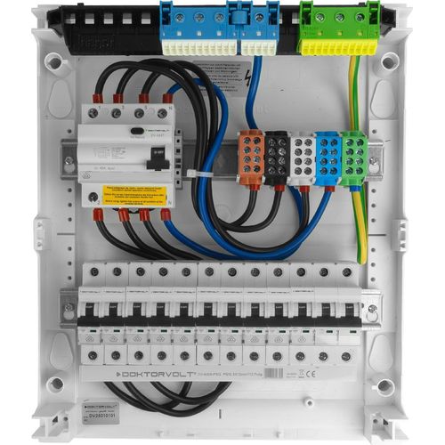 Sicherungskasten Hager Aufputz Verteilerkasten 2x12 Module 10xMCB 1xRCCB VDE verdrahtet Verteilerschrank Sicherungen 370x305x96,5mm Doktorvolt