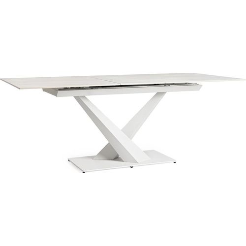 Tisch Johannes 160-200 x 90 x 75 cm Stahl Weiß