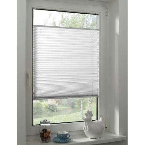 Plissee GARDINIA "Solid Plissee nach Maß", weiß, B:69,5cm H:110cm, Obermaterial: 100% Polyester, Plissees, nach Maß