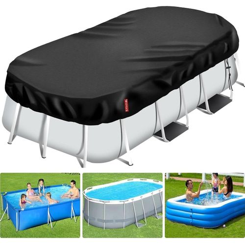 Poolabdeckung Rechteckig mit Solartechnologie und Kordelzug