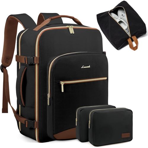 Handgepäck Rucksack 40L Reiserucksack Damen Kofferrucksack Schwarz+Braun