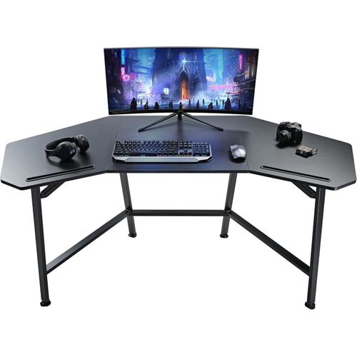 Gaming Tisch 160x74 cm Flügelform Carbonfaser Home Office Studio Live-Streaming