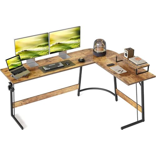 Gaming Tisch Eckschreibtisch L Form 170 x 120 cm Vintagebraun