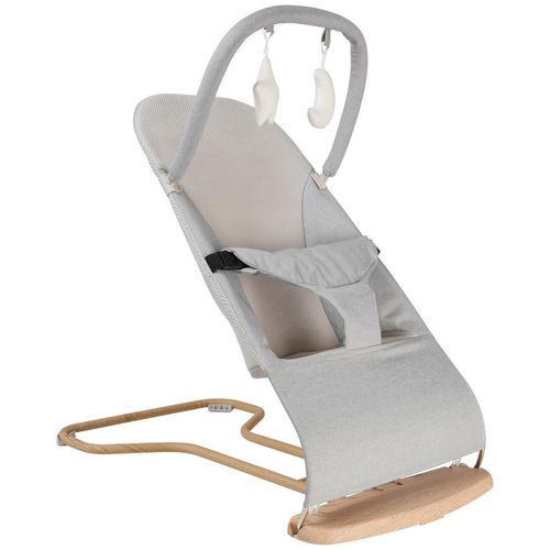 Jimmylee Schaukelwippe Woody , Hellgrau , Textil , 67x39x40 cm , SGS-geprüft , Bezug abnehmbar, waschbar, zusammenklappbar , Babymöbel, Babywippe