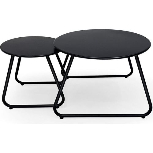 Fokebel Patio Outdoor Couchtisch Set 2er Pack Schwarz