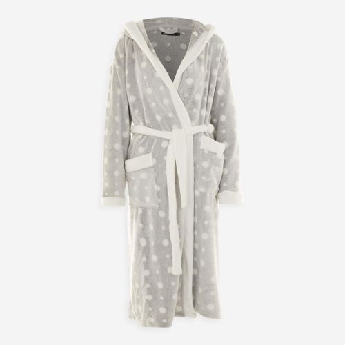 Grauer Bademantel mit Punktmuster