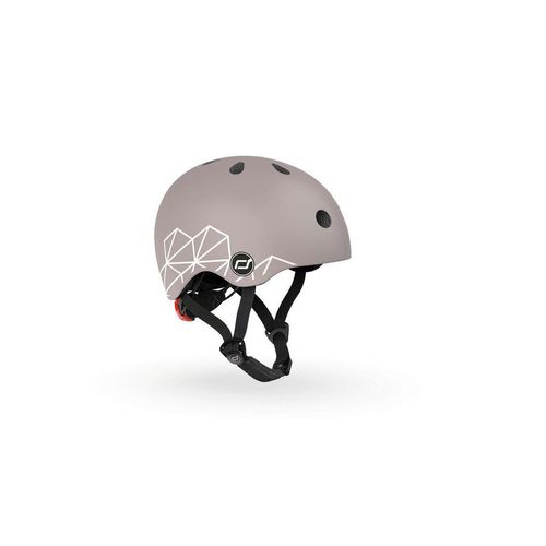 Scoot and Ride Kinderhelm, Braun, Kunststoff, Textil, Gr. Xxs-S, RoHS, Magnetverschluss, mit LED-Licht, Kinnpolster, Freizeit & Co, Sport & Fitness, Fahrräder, Kinderhelme