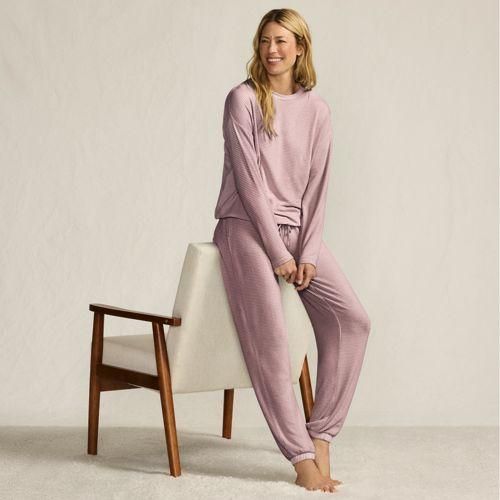 Silky Knit Lounge-Set, Damen,  Pink, Polyester/Viskose/Polyester-Mischung, by Lands' End