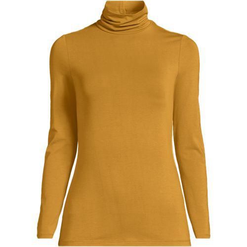 Rollkragenshirt aus Baumwoll/Modalmix, Damen,  Gelb, Baumwolle/Elasthan/Baumwolle Modal, by Lands' End