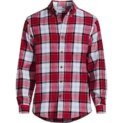 Flanellhemd Flagship, Classic Fit, Herren,  Rot, Baumwolle/Baumwoll-Mischung/Polyester-Mischung, by Lands' End