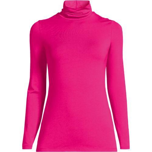 Rollkragenshirt aus Baumwoll/Modalmix, Damen,  Pink, Baumwolle/Elasthan/Baumwolle Modal, by Lands' End