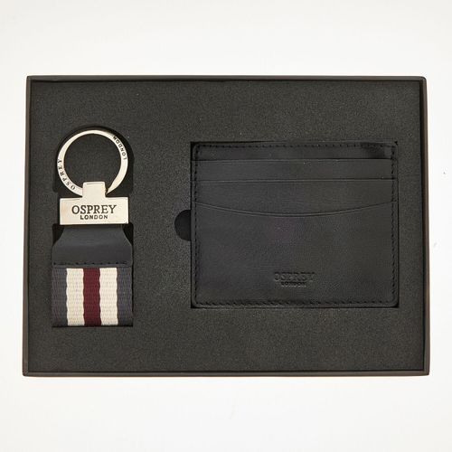 2-teiliges schwarzes Geschenkset aus Kartenetui aus Leder