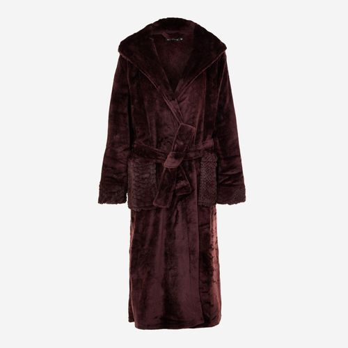 Dunkelbrauner Plüsch-Bademantel