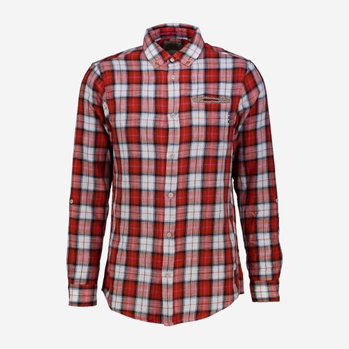 Weiß-rotes Flanellhemd