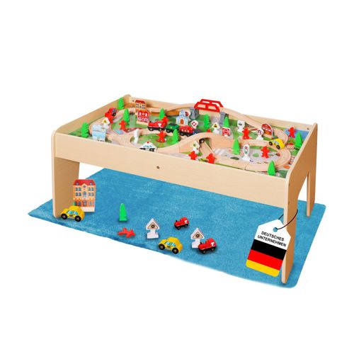 Coemo Spieltisch mit 90-tlg. Holzeisenbahn Farbe Natur